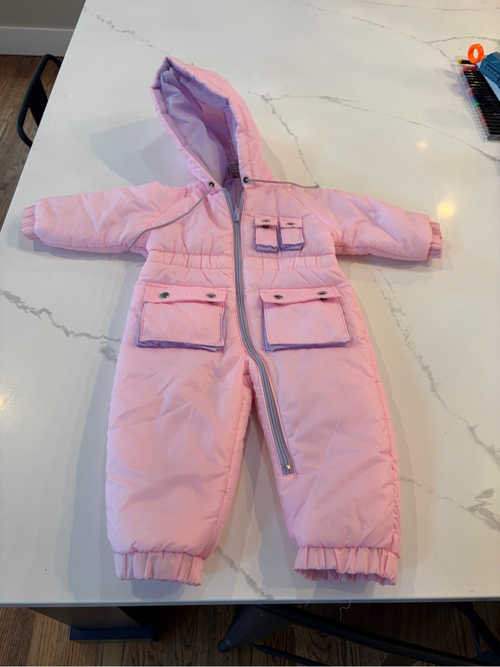 Vintage 1980’s Sears Pink Hooded Padded Toddler Snowsuit